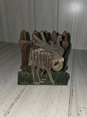 Vintage Cat Iron Moose Napkin Holder Cartoon Looking Kitchen Table Decor